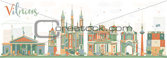 Abstract Vilnius Skyline with Color Landmarks. 