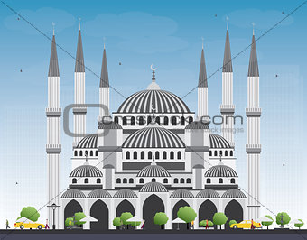 Blue Mosque in Istanbul Turkey. Vector Illustration.
