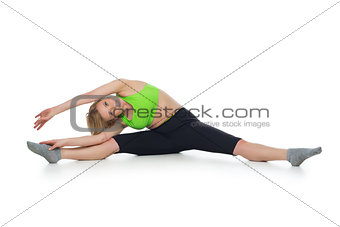 Beautiful middle aged woman doing sport exercise