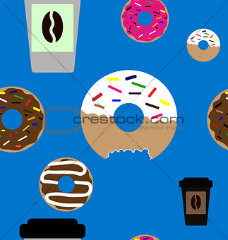 Doughnut and coffee seamless pattern