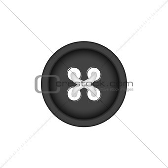 Sewing button in black design with sewing thread