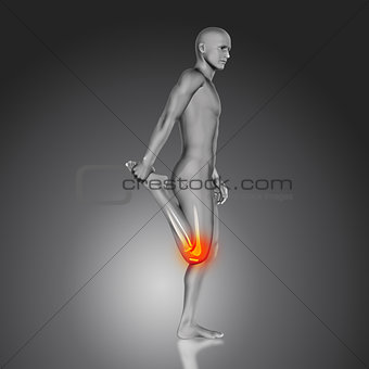 3D medical figure doing leg stretch