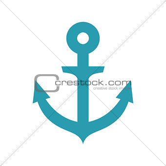 Image of blue flat anchor isolated on white background.