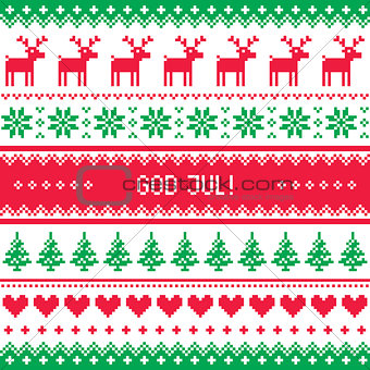 God Jul pattern - Merry Christmas in Swedish, Danish or Norwegian