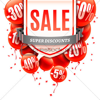 Sale Banner with Balloons