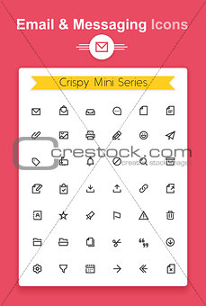 Vector line email and messaging app tiny icon set. Minimalistic crisp contour icons for the best recognition in small size use