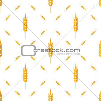Seamless Wheat Pattern. Set of Ears