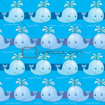 Seamless pattern with whale vector illustration