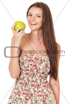 Teen girl with green apple