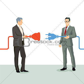 Businessmen connect cooperation