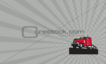 Business card Semi Truck Tractor Low Angle Retro