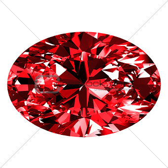 Ruby Oval Over White Background