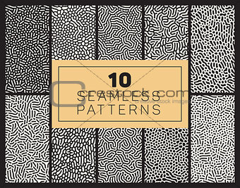 Ten Vector Seamless Black and White Organic Patterns