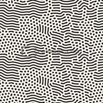 Vector Seamless Organic Rounded Jumble Lines Maze Pattern