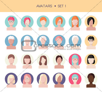 Woman face avatars set