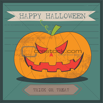 Grunge cartoon jack o lantern smiley halloween background