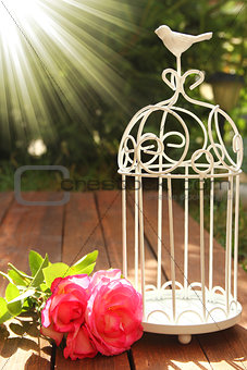 decorative cage with flowers 