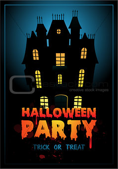 Happy Halloween Poster. Vector illustration with haunted house