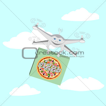 Drone. Air delivery pizza