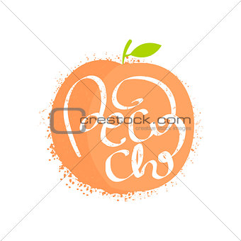 Peach Name Of Fruit Written In Its Silhouette