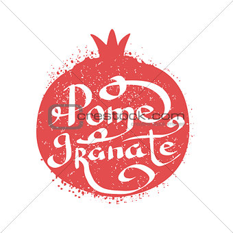 Pomegranate Name Of Fruit Written In Its Silhouette