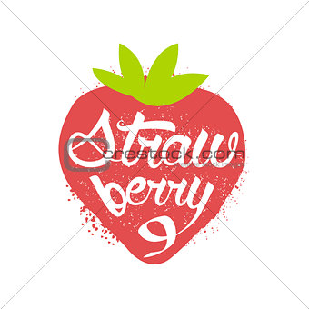 Strawberry Name Of Fruit Written In Its Silhouette