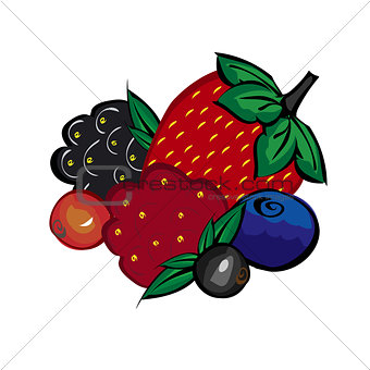 Ripe berries strawberries raspberries blueberries blackberries a