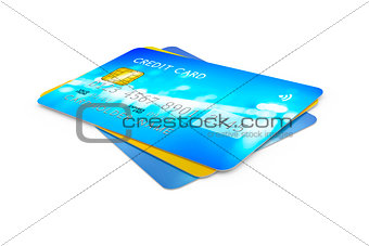 three credit cards for payment