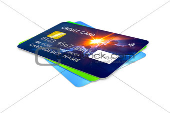 three credit cards for payment