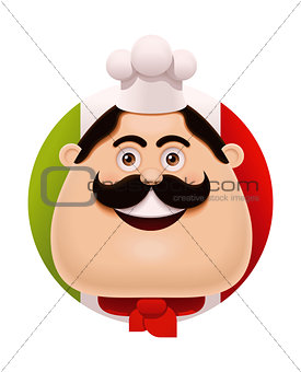 Vector Italian chef with mustache icon
