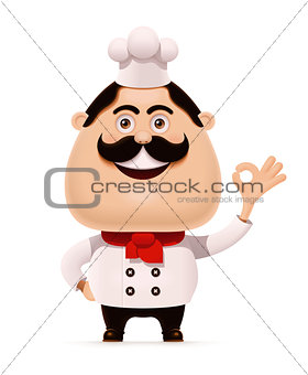 Vector chef with mustache showing approving gesture icon