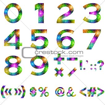 Mathematical Numbers and Signs Set
