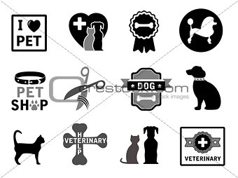 set of veterinary concept icons
