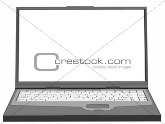 Notebook, Laptop with screen frame on a white background isolated
