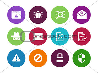 Security circle icons on white background.