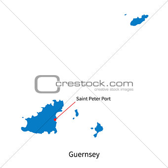 Vector map of Guernsey and capital city Saint Peter Port