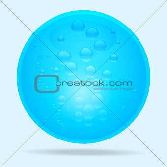 Blue glass sphere and wather bubbles