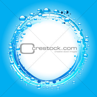 Water bubbles border over blue 