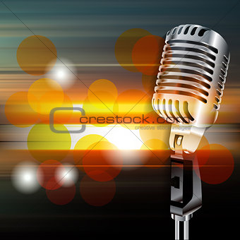 abstract grunge background with retro microphone