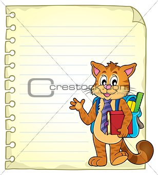 Notebook page with school cat