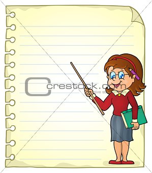 Notebook page with woman teacher