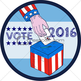 Vote 2016 Hand Ballot Box Circle Etching