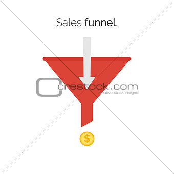 Sales lead funnel flat icon with arrows for presentation apps and websites