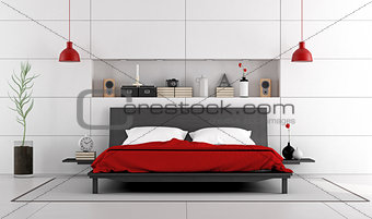 Contemporary bedroom with double bed