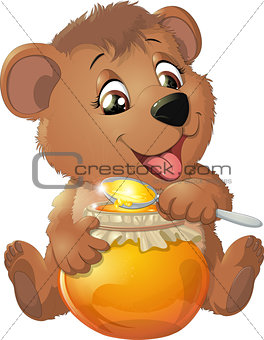Cute Bear with Honey