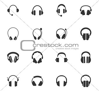 Headphones icons set