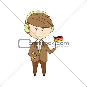 German Tourist With Audio Guide