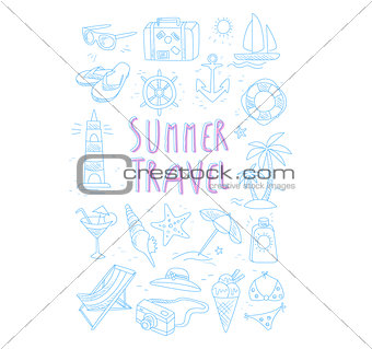 Summer Travel Related Object Set With Text