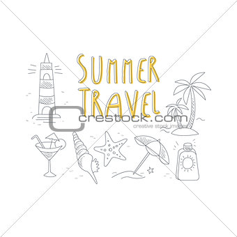 Summer Travel Related Object Collection With Text