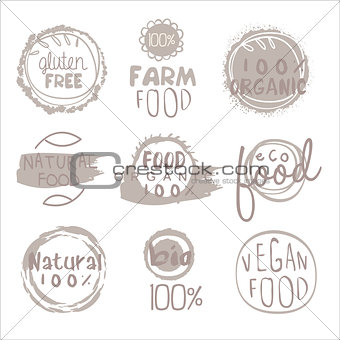 Organic Farm Food Grey Logo Set